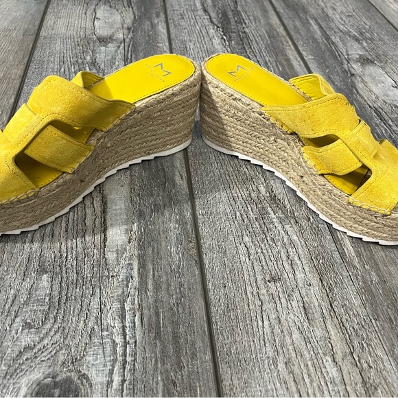 NEW! Marc Fisher Yellow Suede Slip On Wedged Espadrille Sandals - 6.5M - Picture 2 of 7